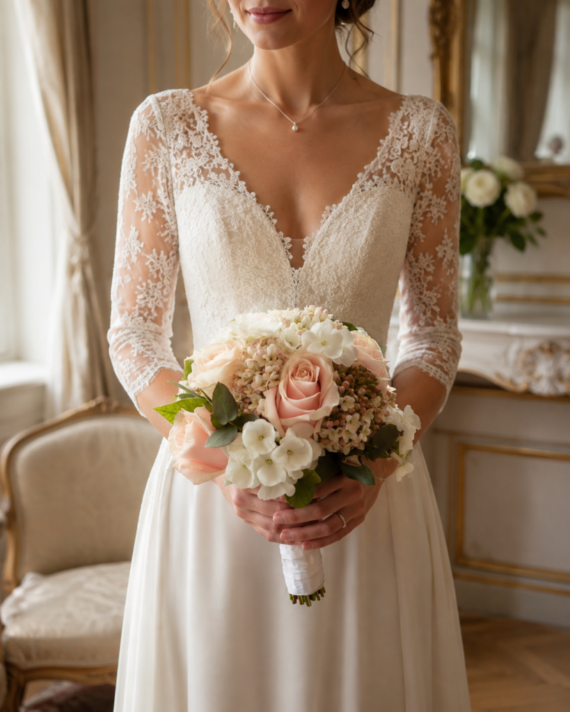 Bouquet de mariée imaginé par La Roseraie Paris
