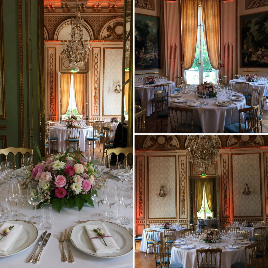 Décoration florale de réception de mariage